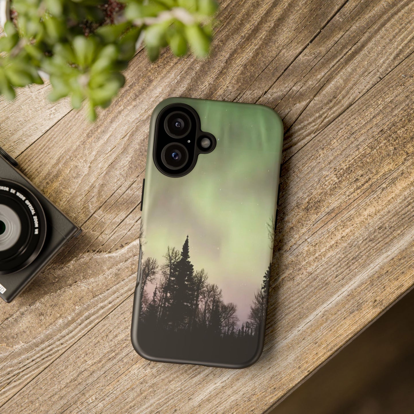 Aurora Night Sky Phone Case — Northern Lights Forest iPhone Cover