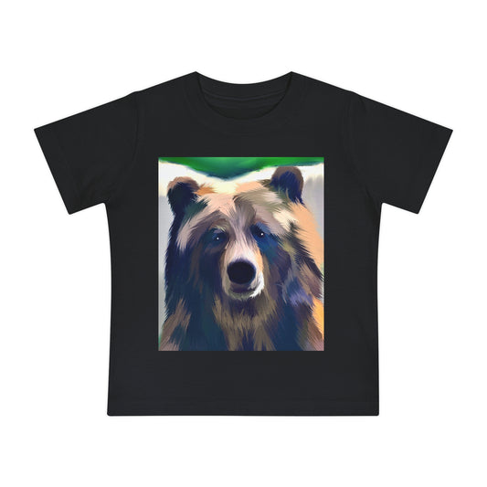 Baby T-Shirt — Colorful Watercolor Bear Face Tee for Kids