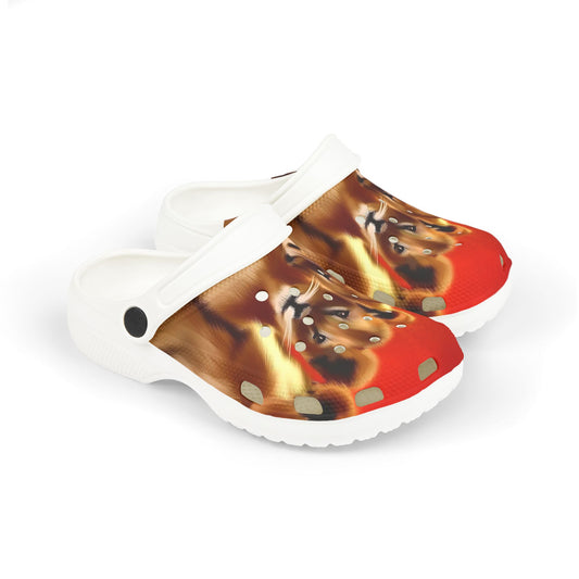 Kids Foam Clogs — Cute Brown Puppy Print Slip‑On Shoes