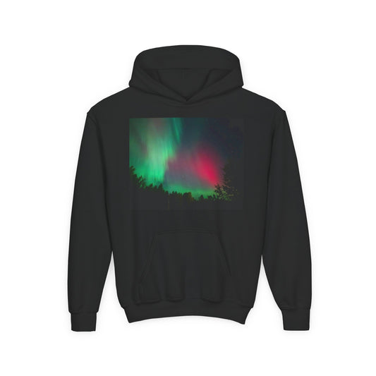 Youth Hoodie with Northern Lights Aurora Print