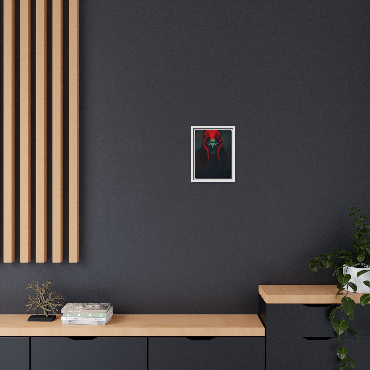 Dark Horned Demon Matte Canvas Print — Framed Horror Wall Art