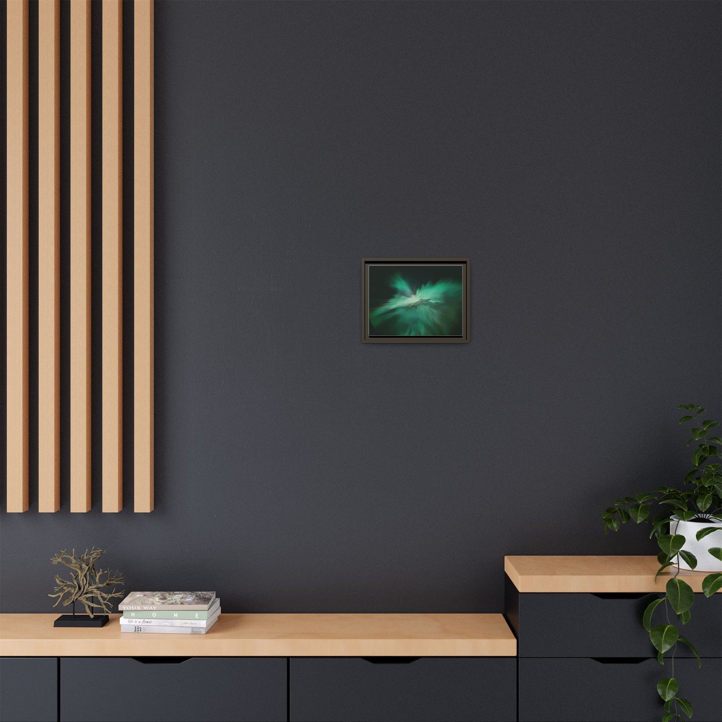 Aurora Green Abstract Framed Canvas Print