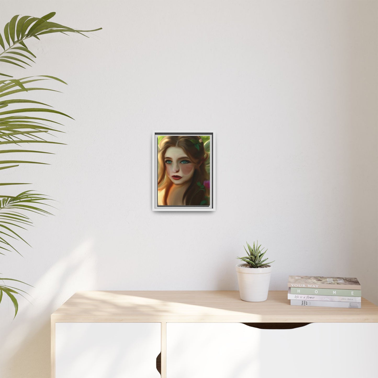 Framed Matte Canvas Print — Dreamy Forest Maiden Portrait