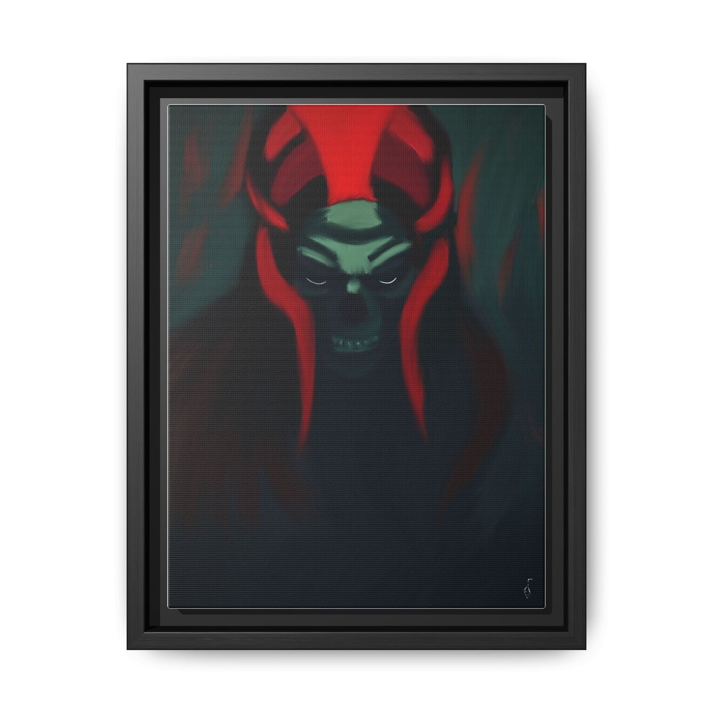 Dark Horned Demon Matte Canvas Print — Framed Horror Wall Art