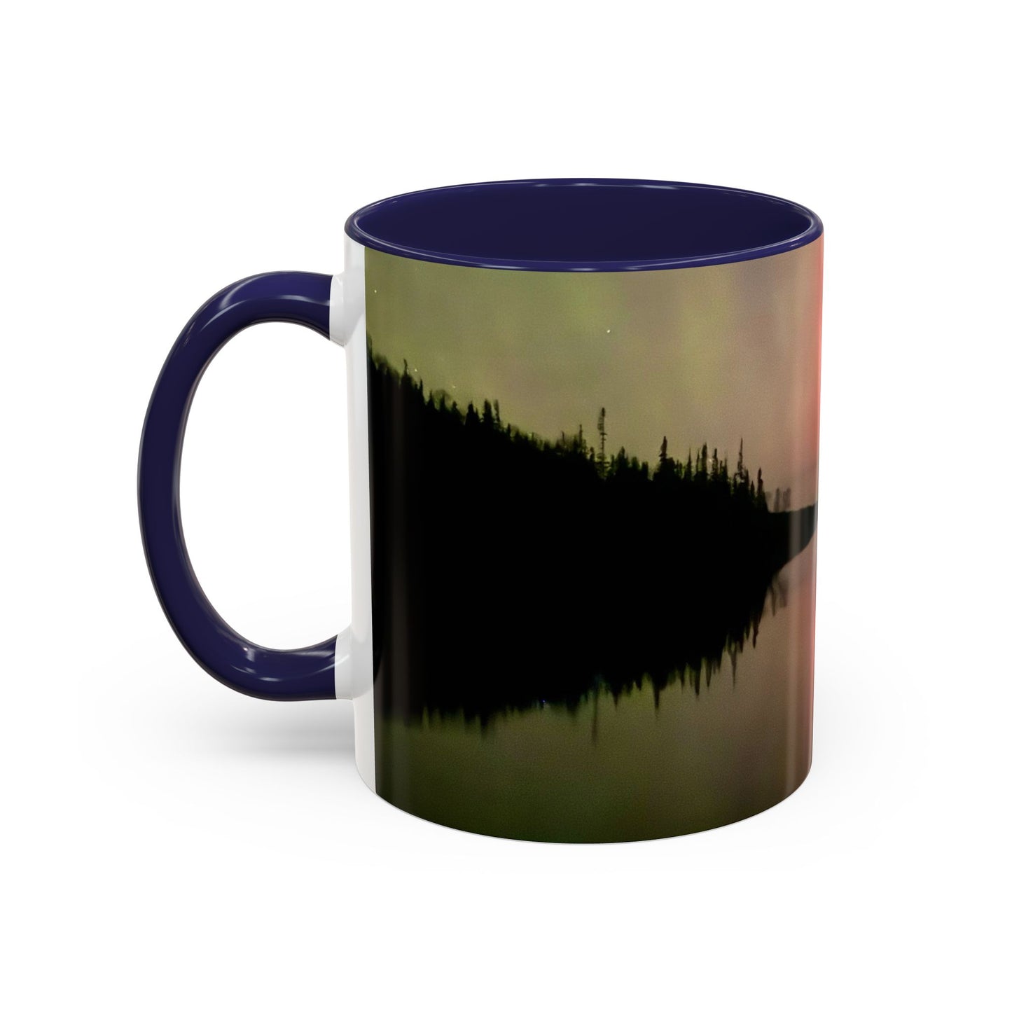 Aurora Lake Accent Coffee Mug — Northern Lights Reflection (11/15oz)