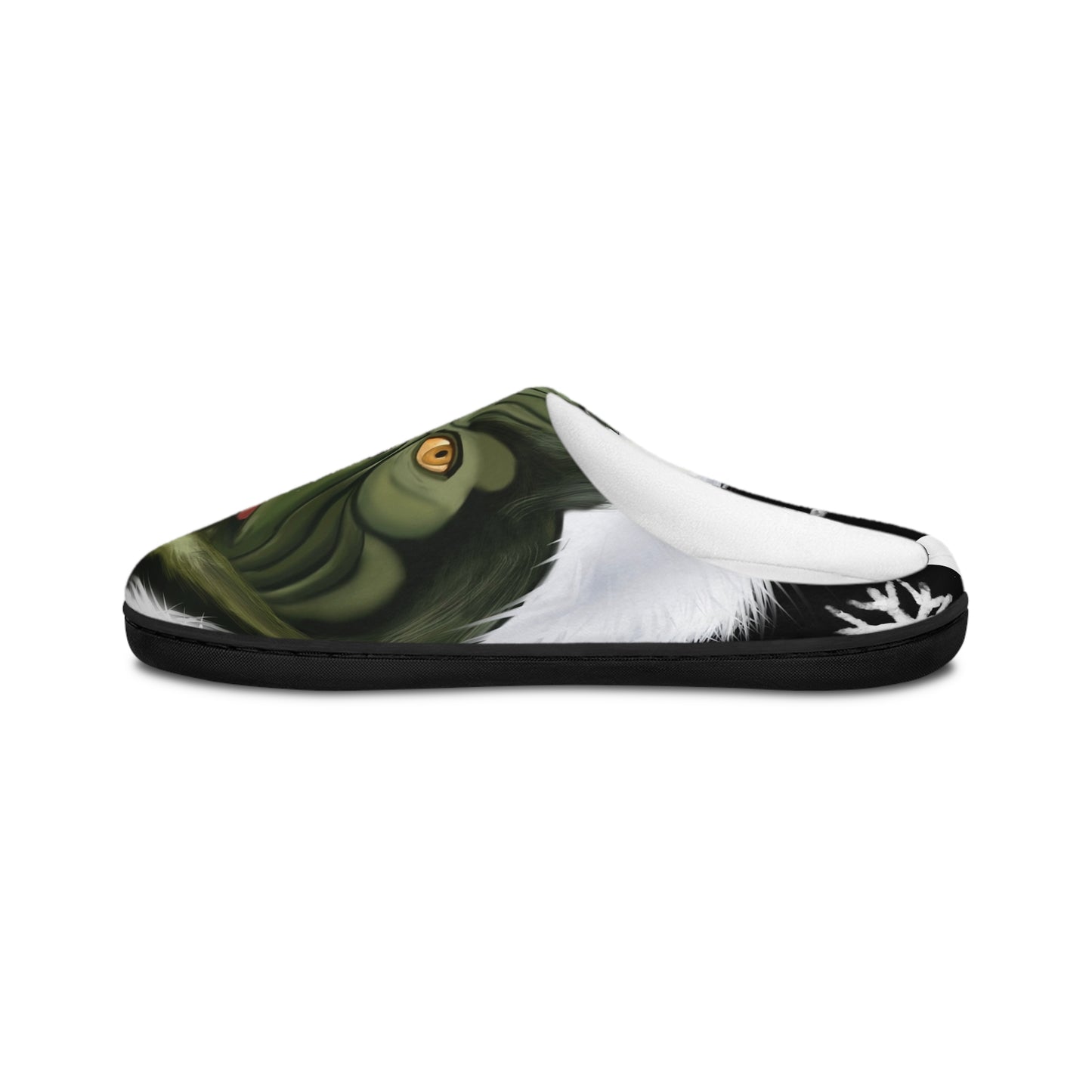Men's Slippers — Green Monster Face Indoor Cozy House Slippers