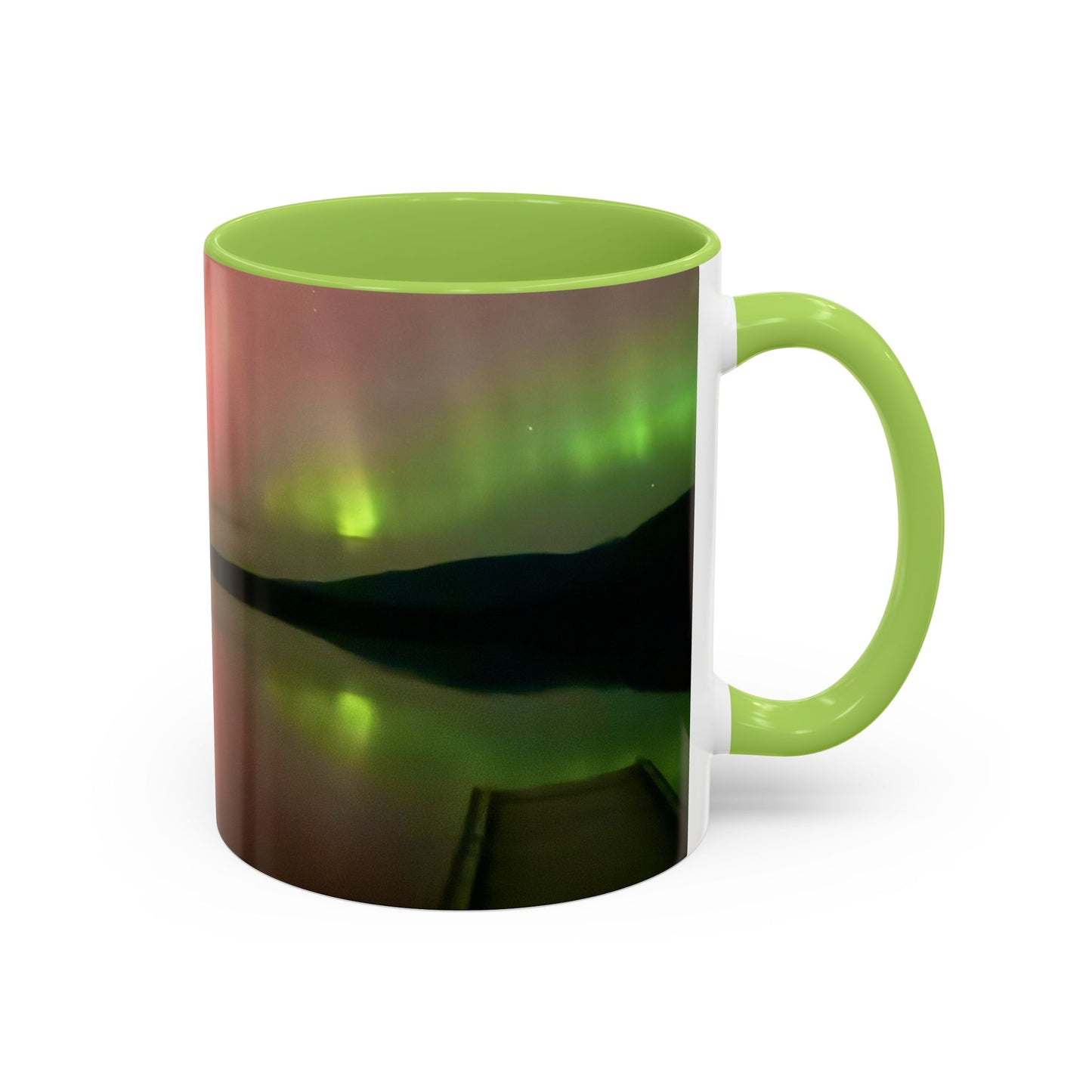 Aurora Lake Accent Coffee Mug — Northern Lights Reflection (11/15oz)