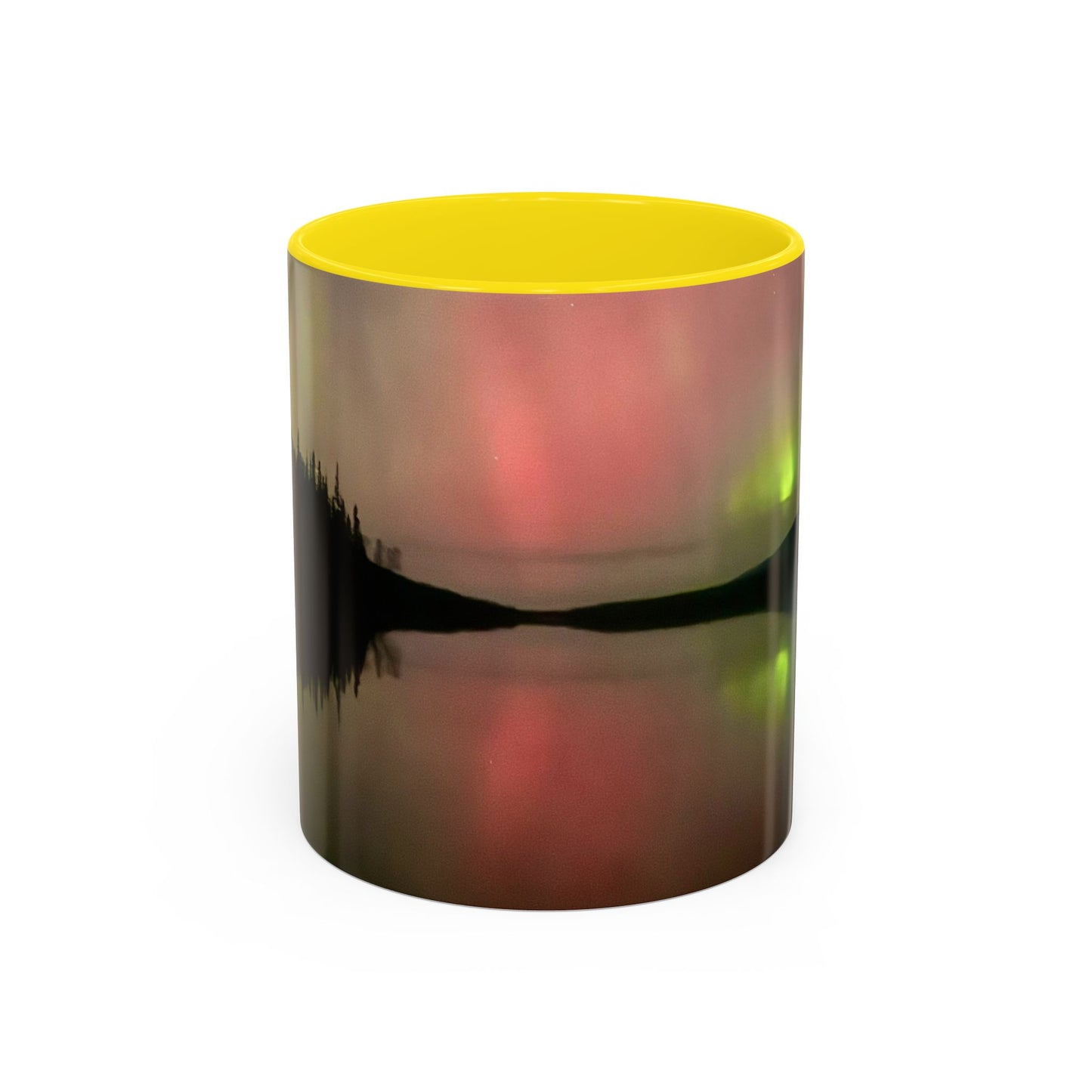 Aurora Lake Accent Coffee Mug — Northern Lights Reflection (11/15oz)