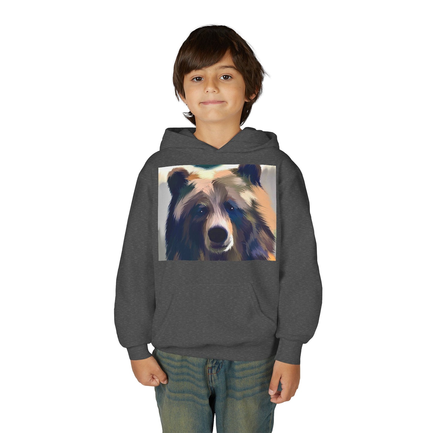 Youth Hoodie with Colorful Bear Art — Kids Graphic Animal Pullover