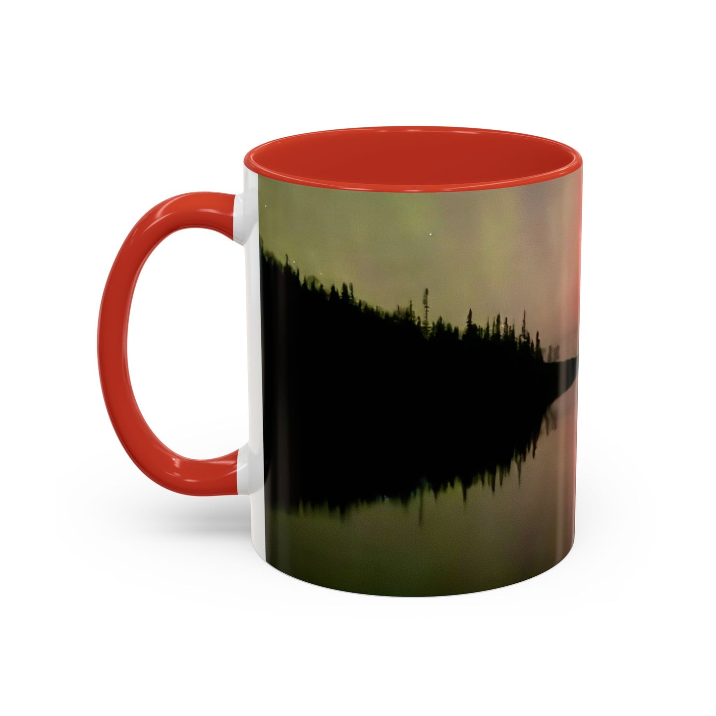 Aurora Lake Accent Coffee Mug — Northern Lights Reflection (11/15oz)