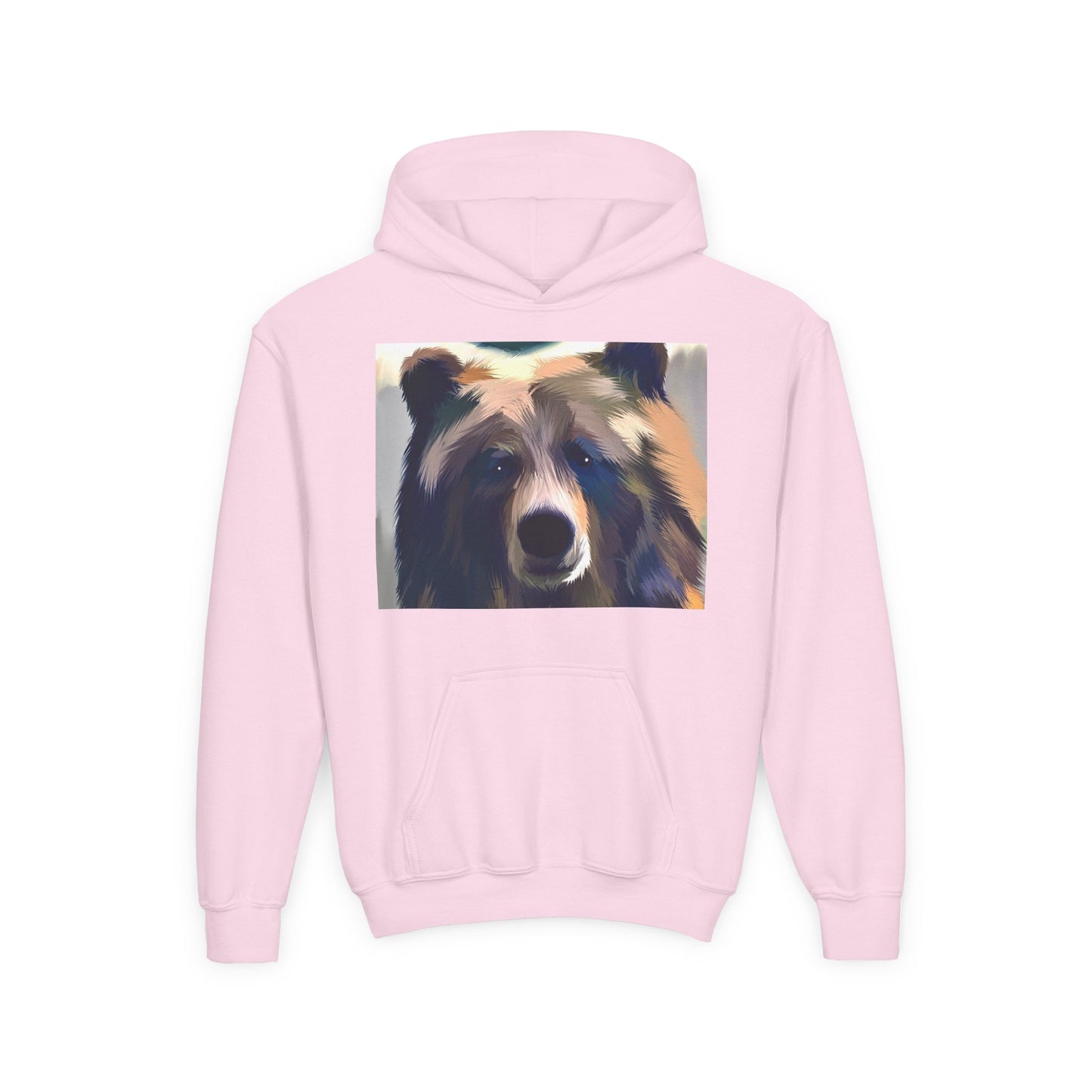 Youth Hoodie with Colorful Bear Art — Kids Graphic Animal Pullover