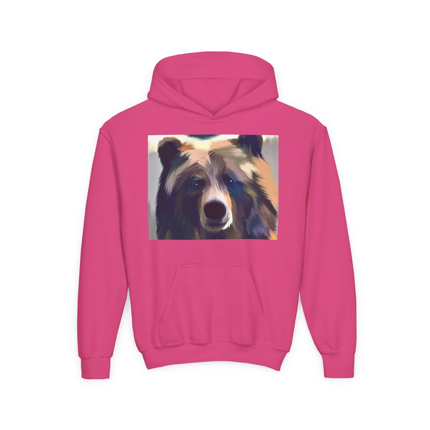 Youth Hoodie with Colorful Bear Art — Kids Graphic Animal Pullover