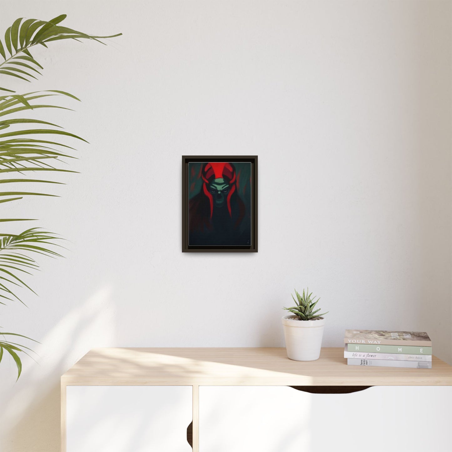 Dark Horned Demon Matte Canvas Print — Framed Horror Wall Art