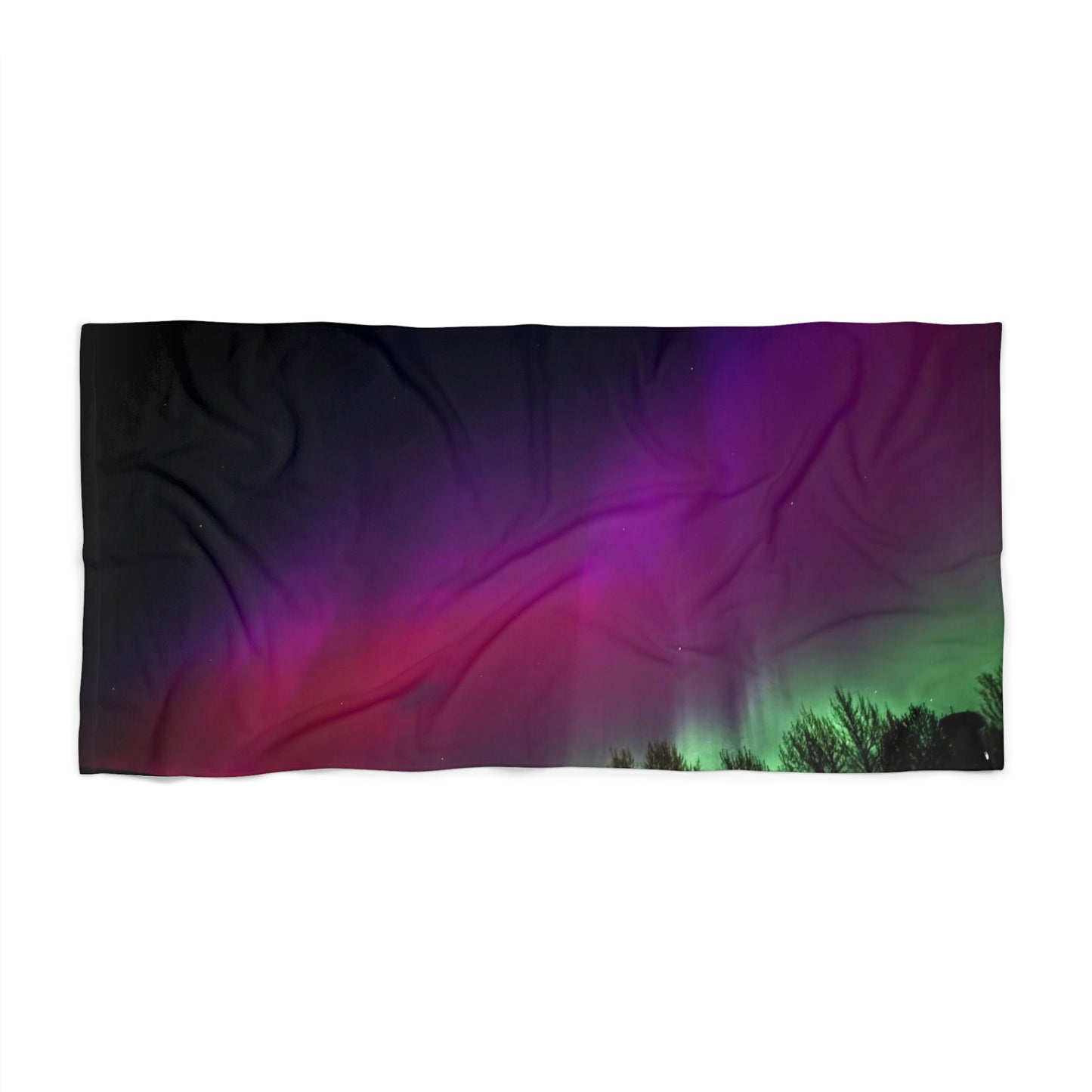Aurora Beach Towel — Vibrant Northern Lights Print