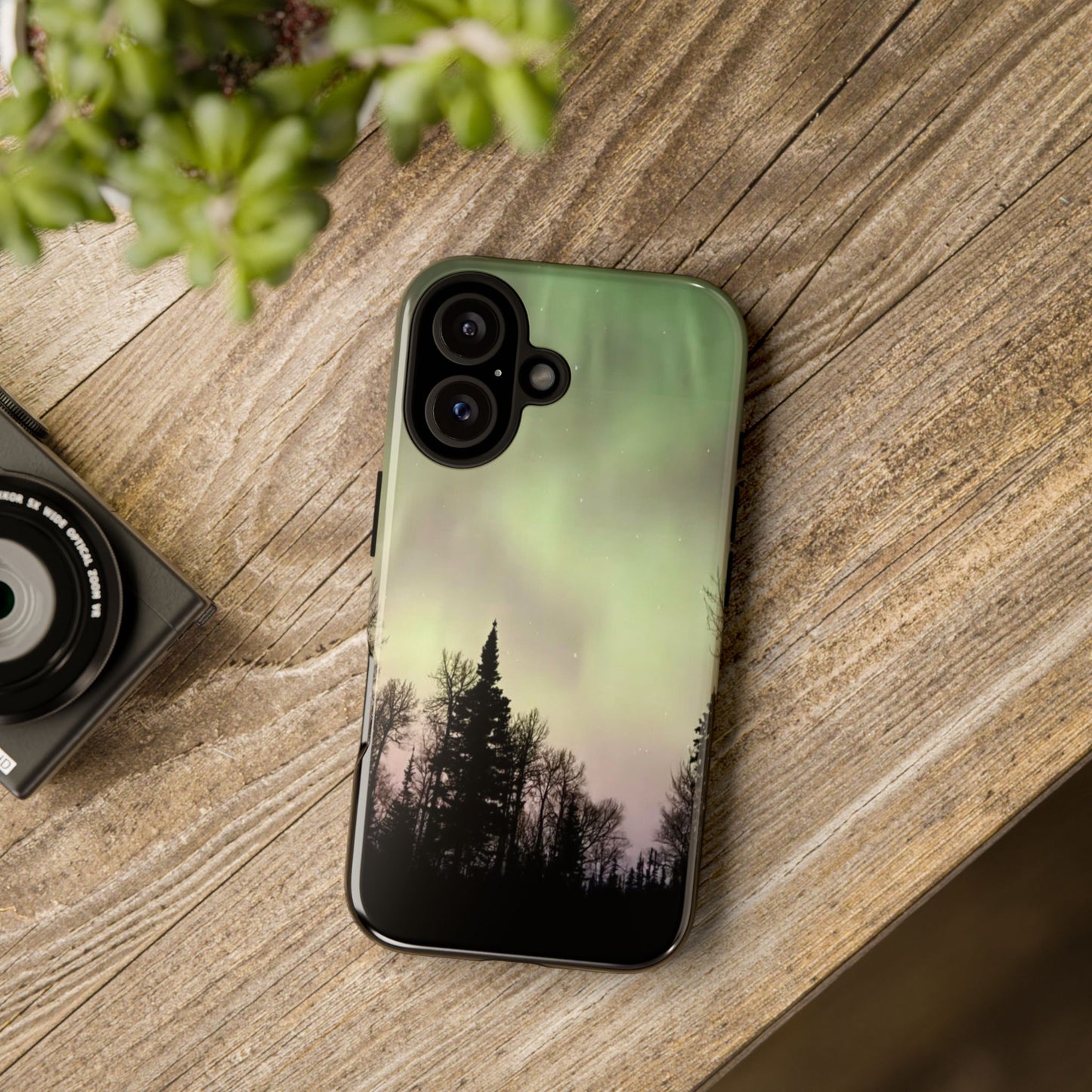 Aurora Night Sky Phone Case — Northern Lights Forest iPhone Cover