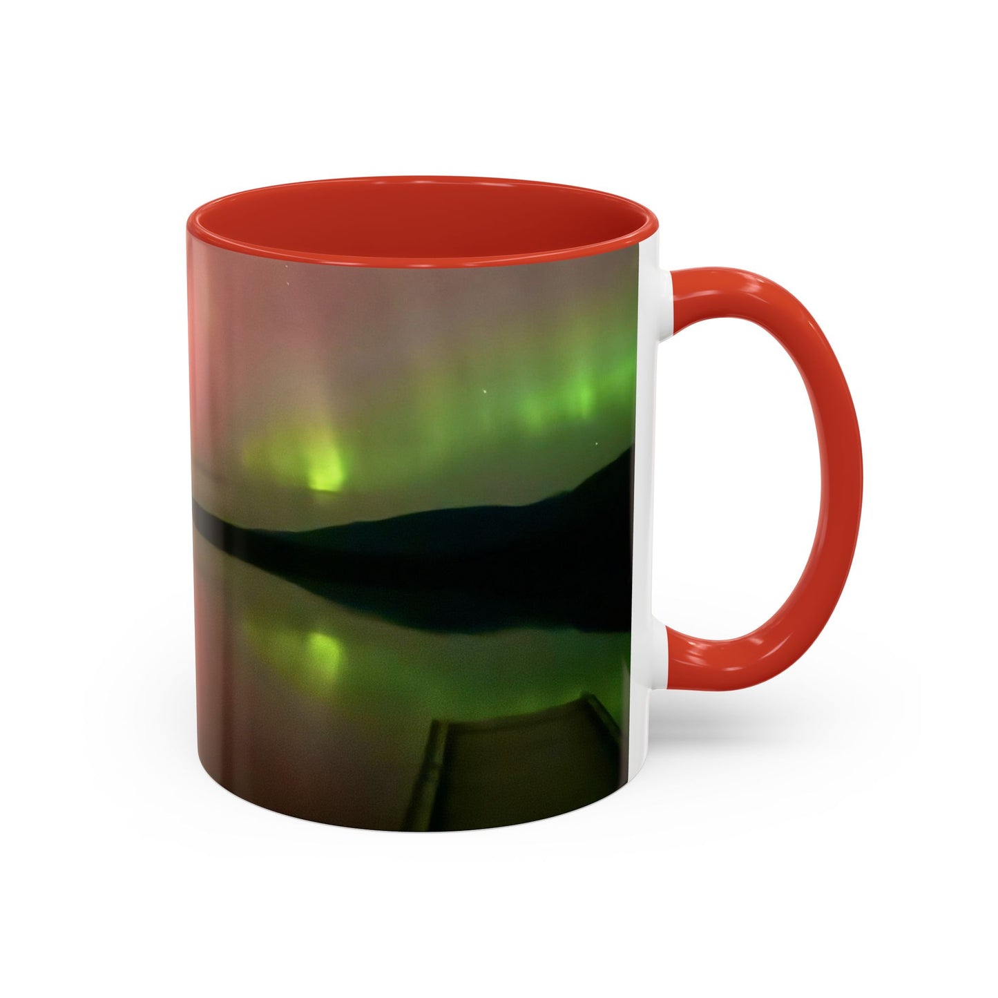 Aurora Lake Accent Coffee Mug — Northern Lights Reflection (11/15oz)