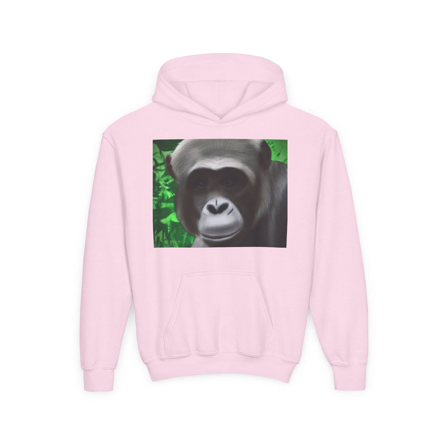 Gorilla Portrait Youth Hoodie — Cute Chimp Face Sweatshirt for Kids