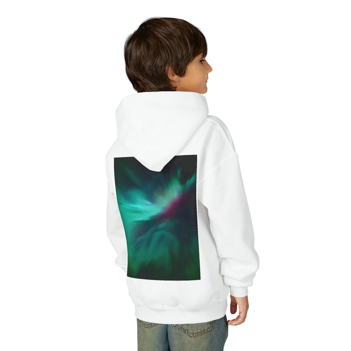 Youth Hoodie with Northern Lights Aurora Print