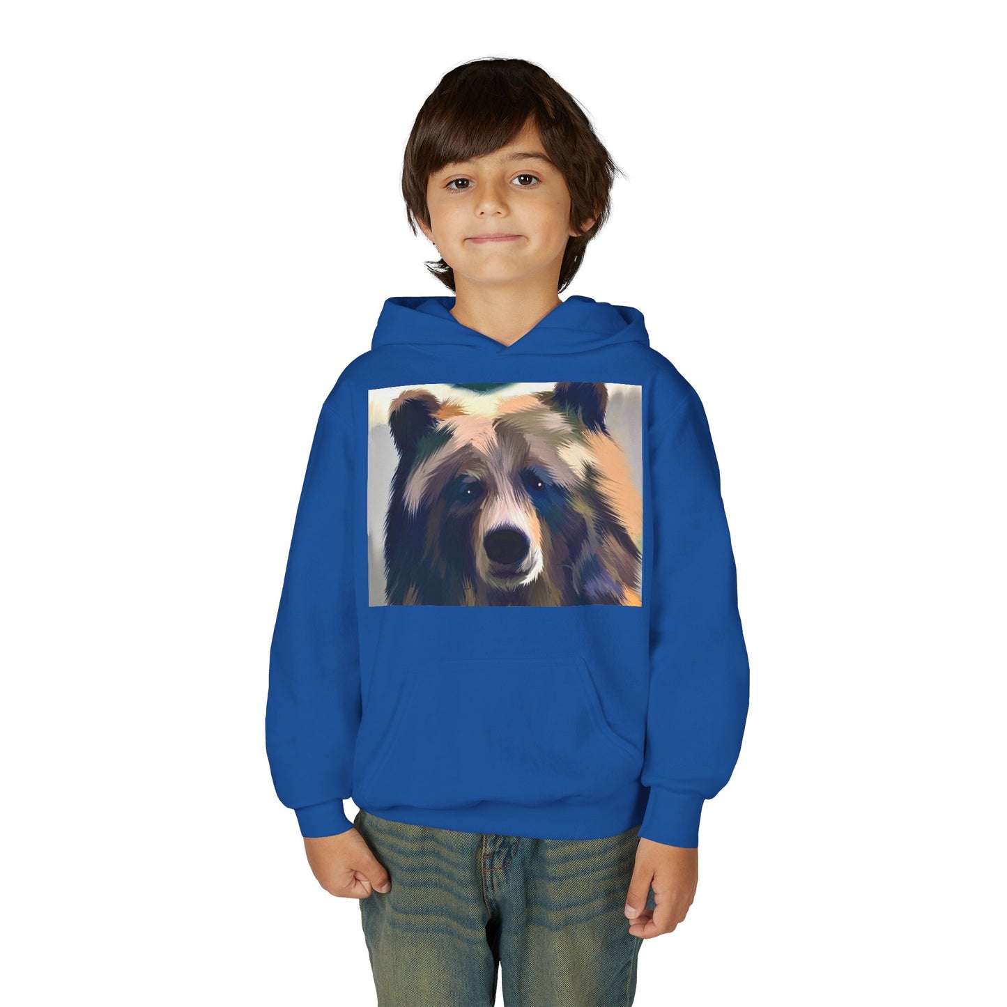Youth Hoodie with Colorful Bear Art — Kids Graphic Animal Pullover