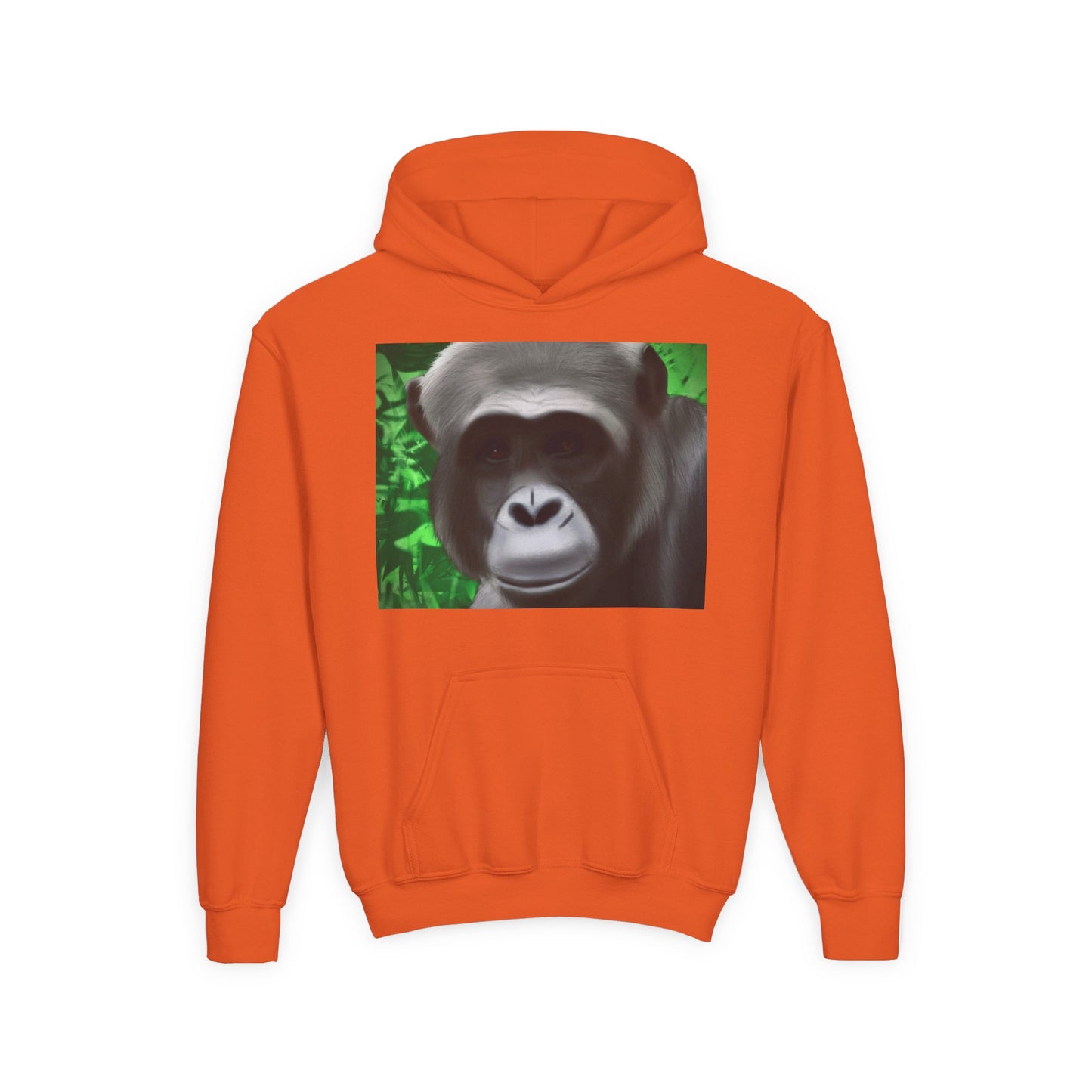 Gorilla Portrait Youth Hoodie — Cute Chimp Face Sweatshirt for Kids