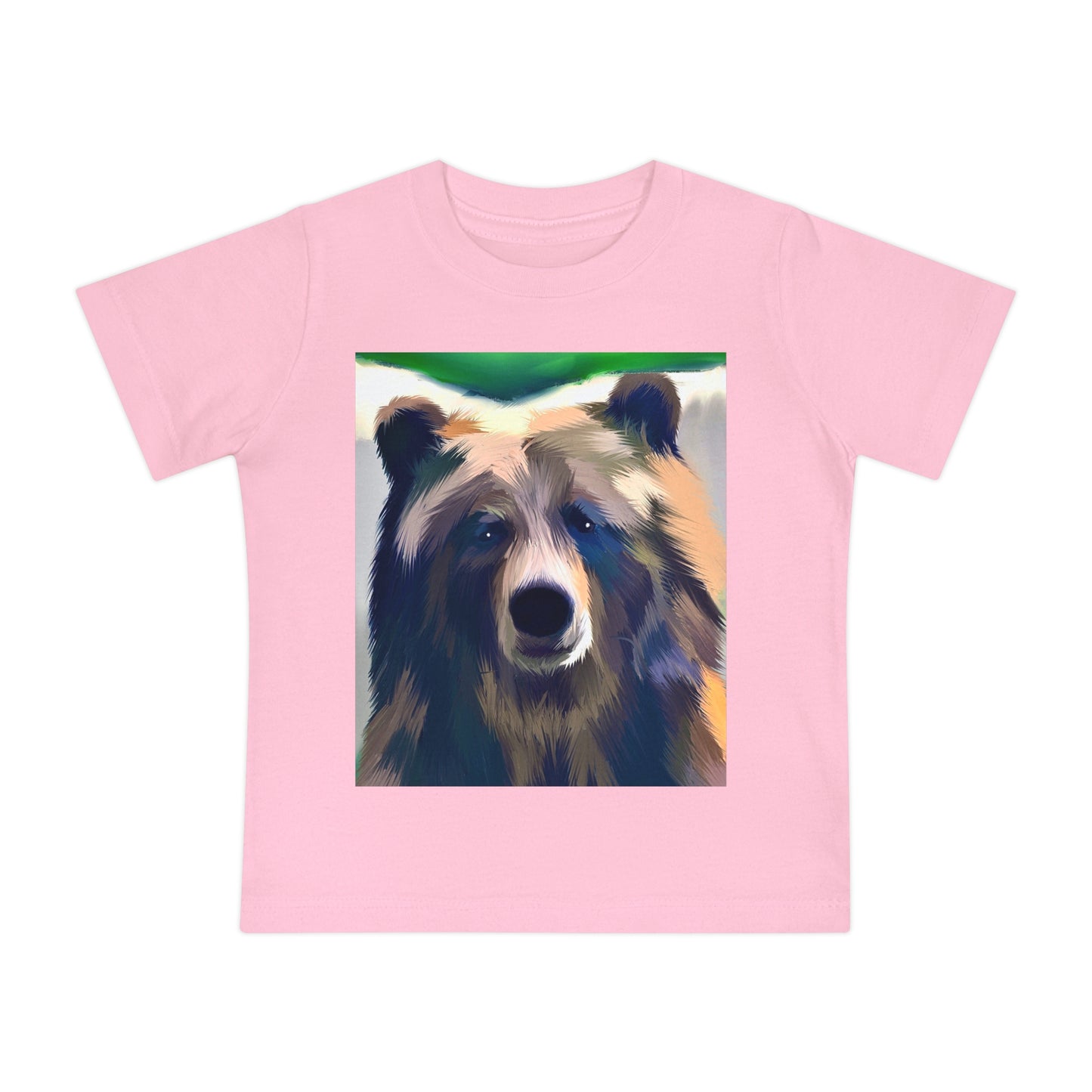 Baby T-Shirt — Colorful Watercolor Bear Face Tee for Kids