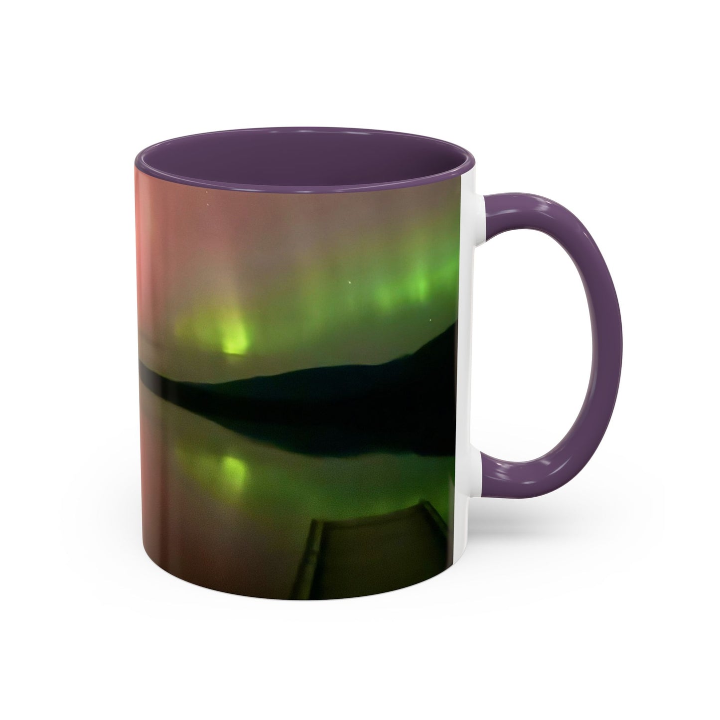 Aurora Lake Accent Coffee Mug — Northern Lights Reflection (11/15oz)
