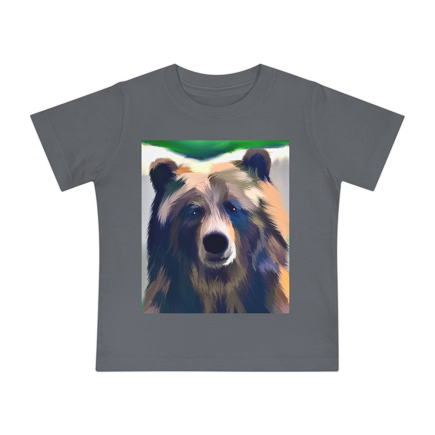Baby T-Shirt — Colorful Watercolor Bear Face Tee for Kids