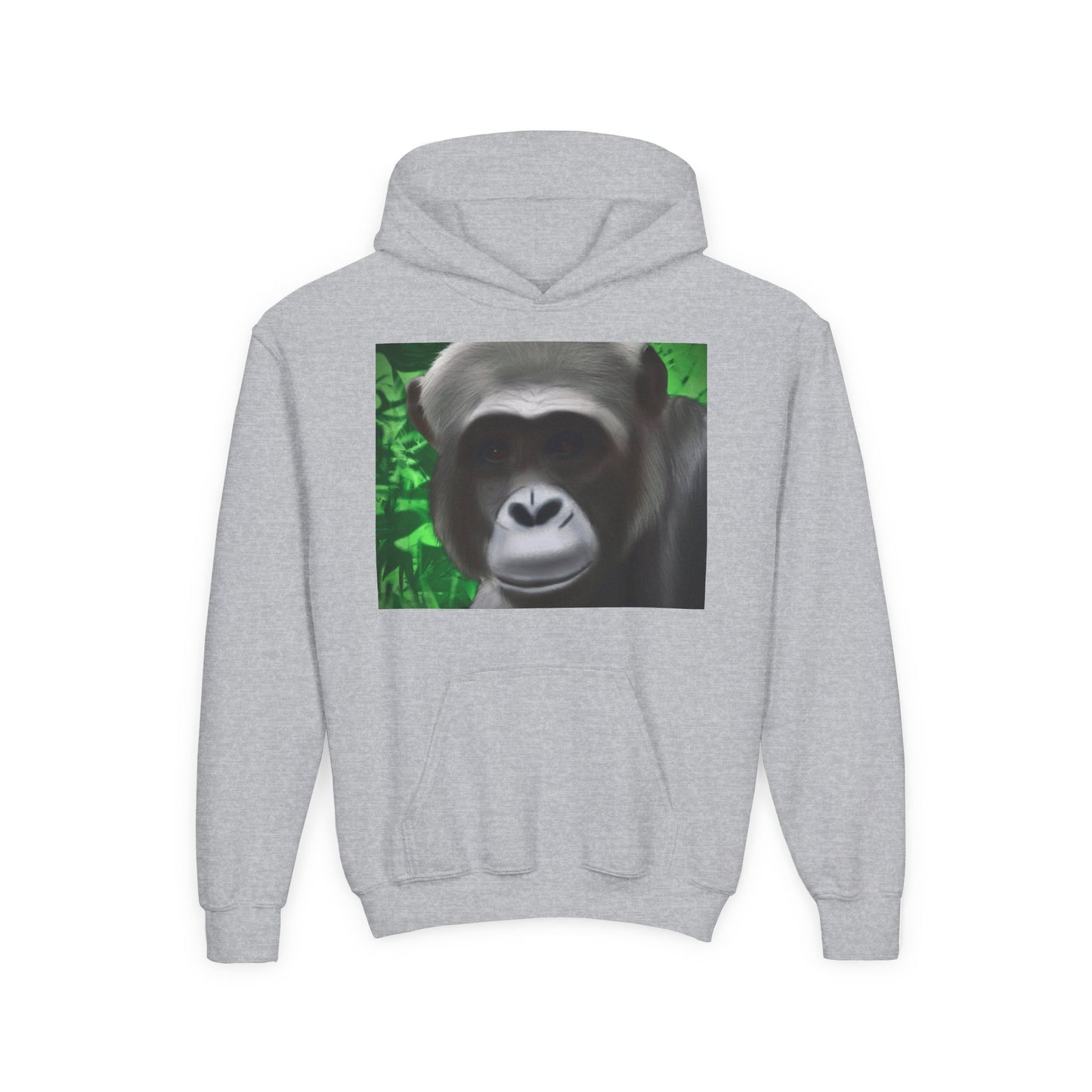 Gorilla Portrait Youth Hoodie — Cute Chimp Face Sweatshirt for Kids