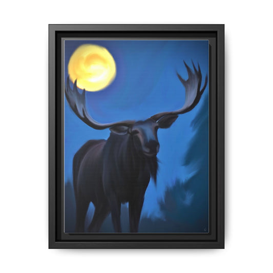 Framed Moose Moon Matte Canvas Wall Art