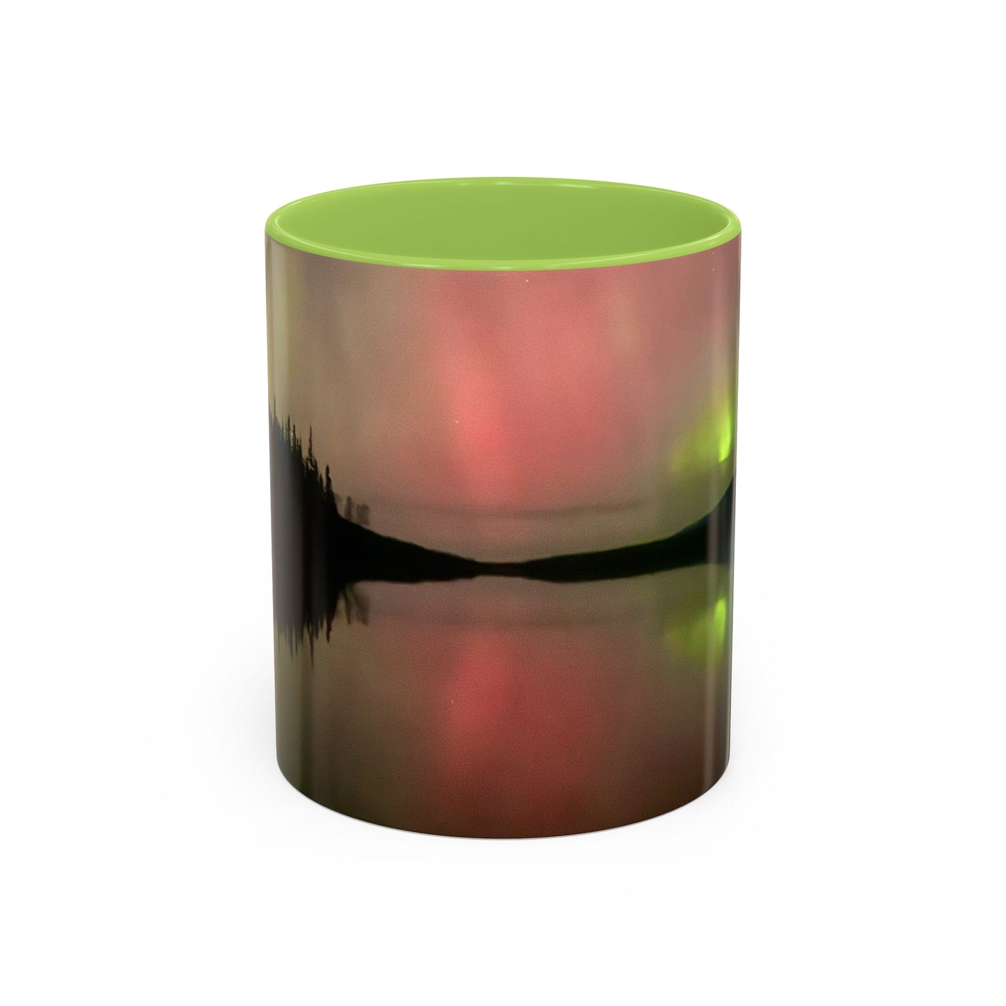 Aurora Lake Accent Coffee Mug — Northern Lights Reflection (11/15oz)