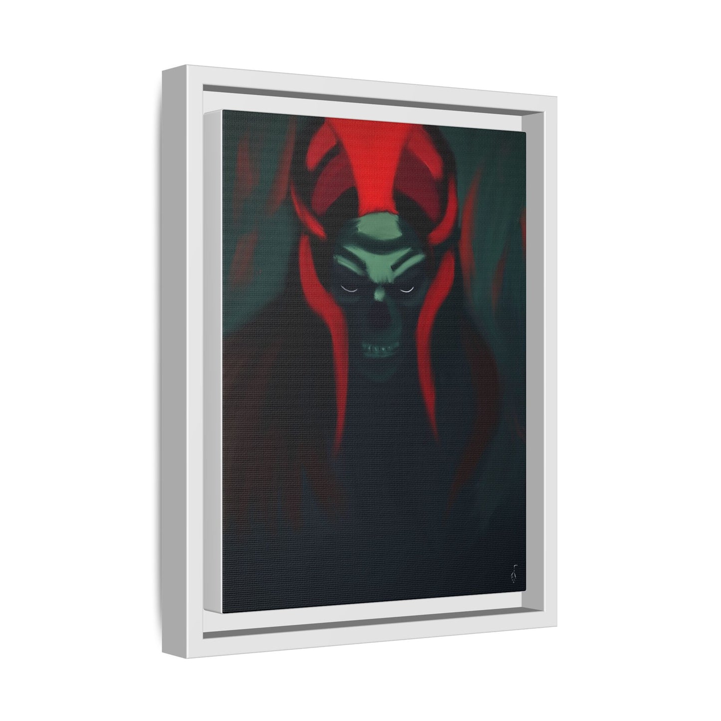Dark Horned Demon Matte Canvas Print — Framed Horror Wall Art