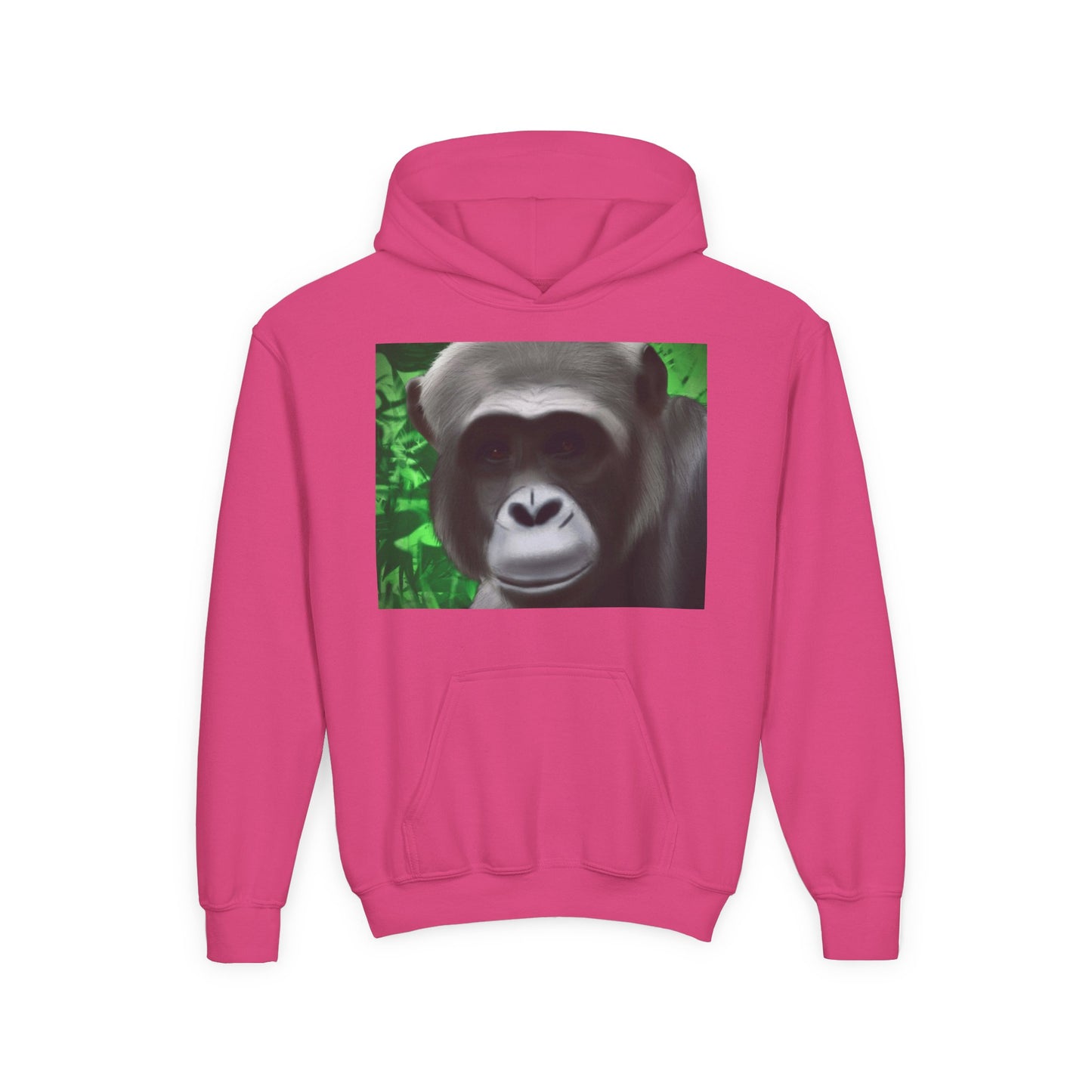 Gorilla Portrait Youth Hoodie — Cute Chimp Face Sweatshirt for Kids