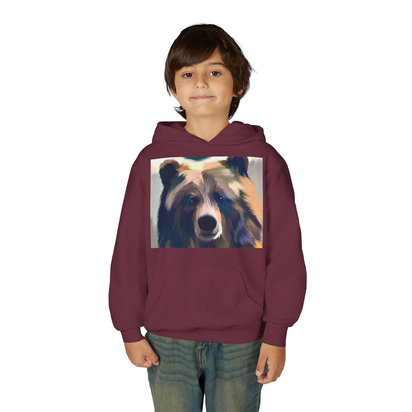 Youth Hoodie with Colorful Bear Art — Kids Graphic Animal Pullover