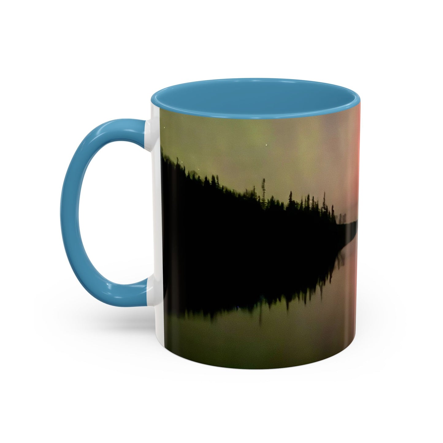 Aurora Lake Accent Coffee Mug — Northern Lights Reflection (11/15oz)