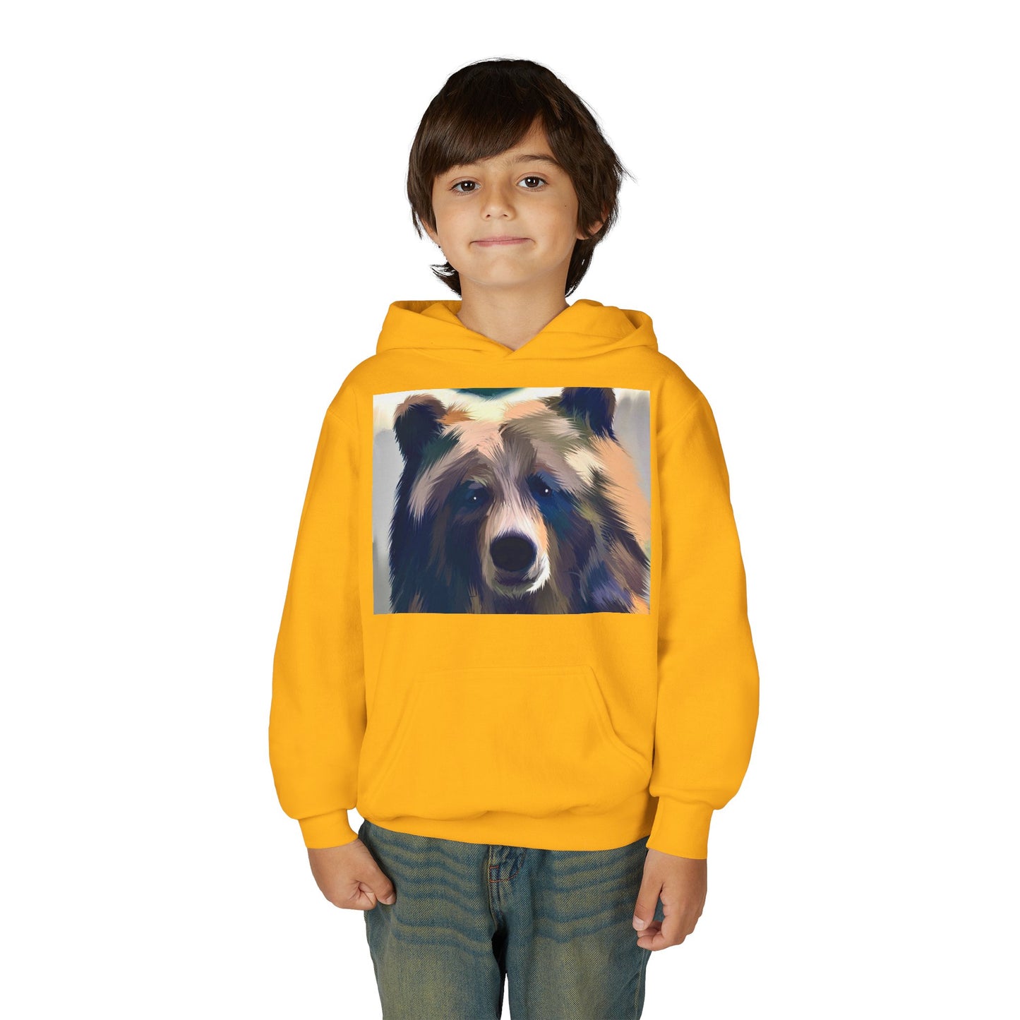 Youth Hoodie with Colorful Bear Art — Kids Graphic Animal Pullover