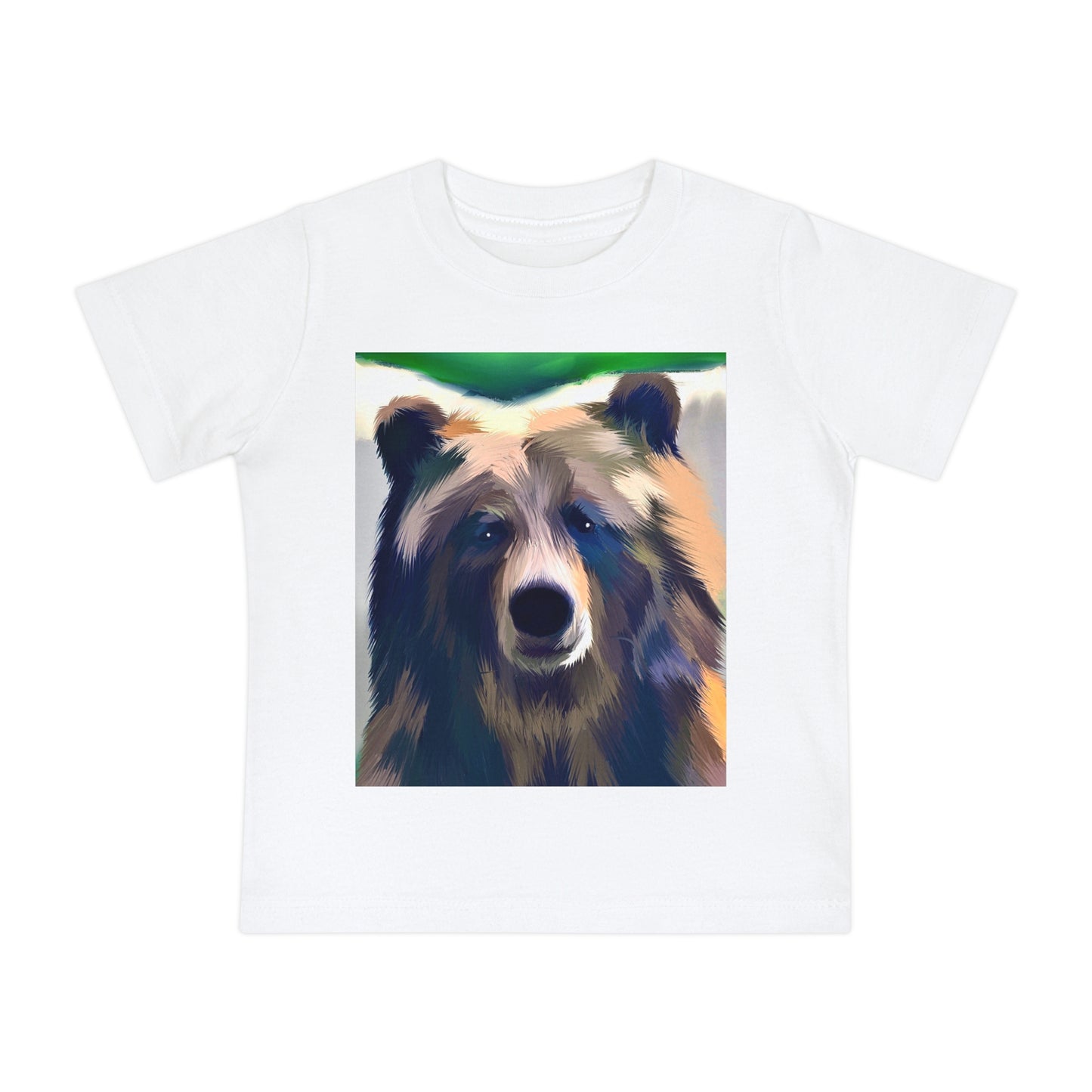 Baby T-Shirt — Colorful Watercolor Bear Face Tee for Kids
