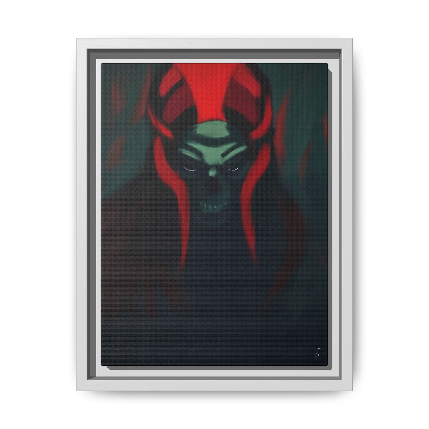 Dark Horned Demon Matte Canvas Print — Framed Horror Wall Art
