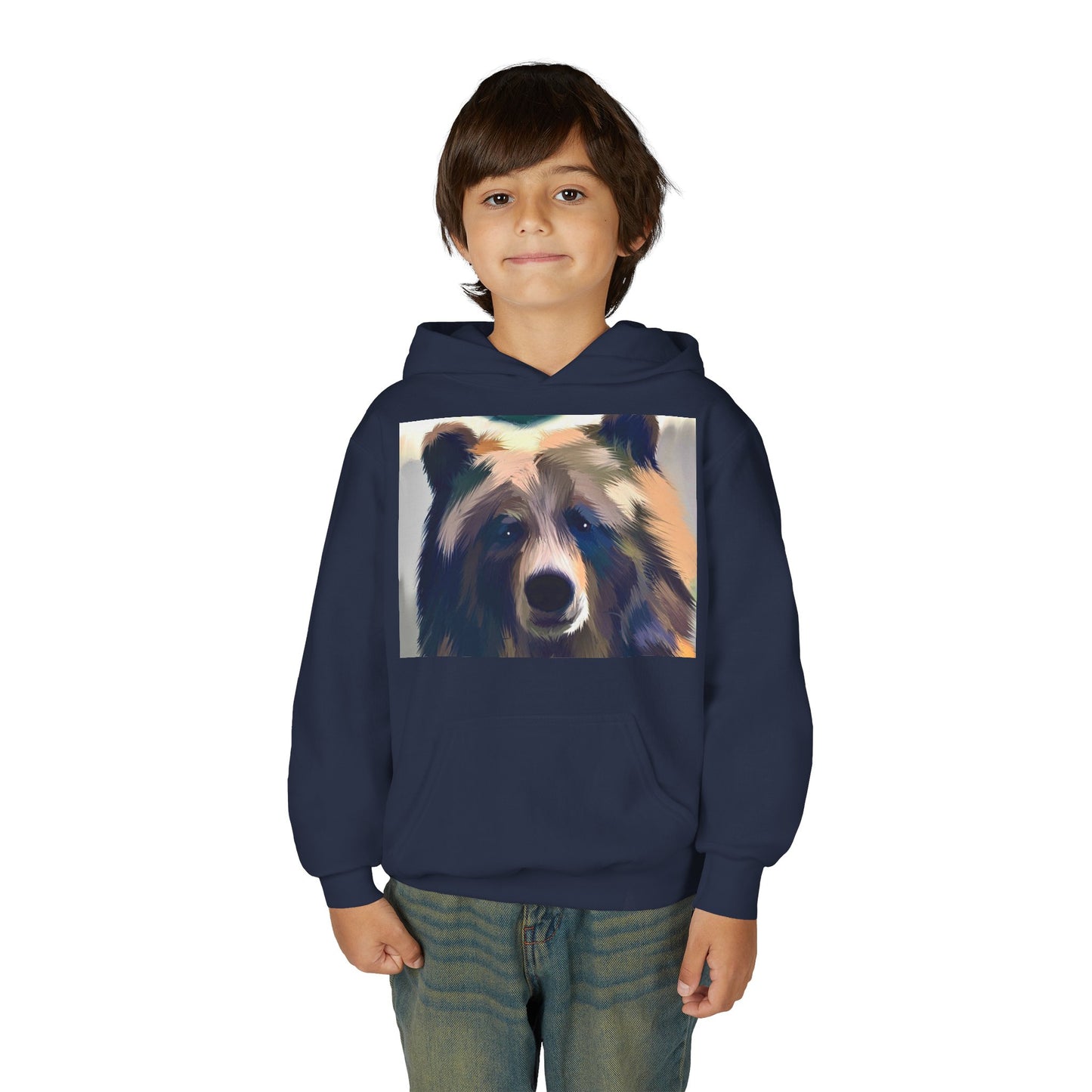 Youth Hoodie with Colorful Bear Art — Kids Graphic Animal Pullover