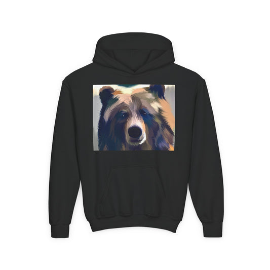 Youth Hoodie with Colorful Bear Art — Kids Graphic Animal Pullover