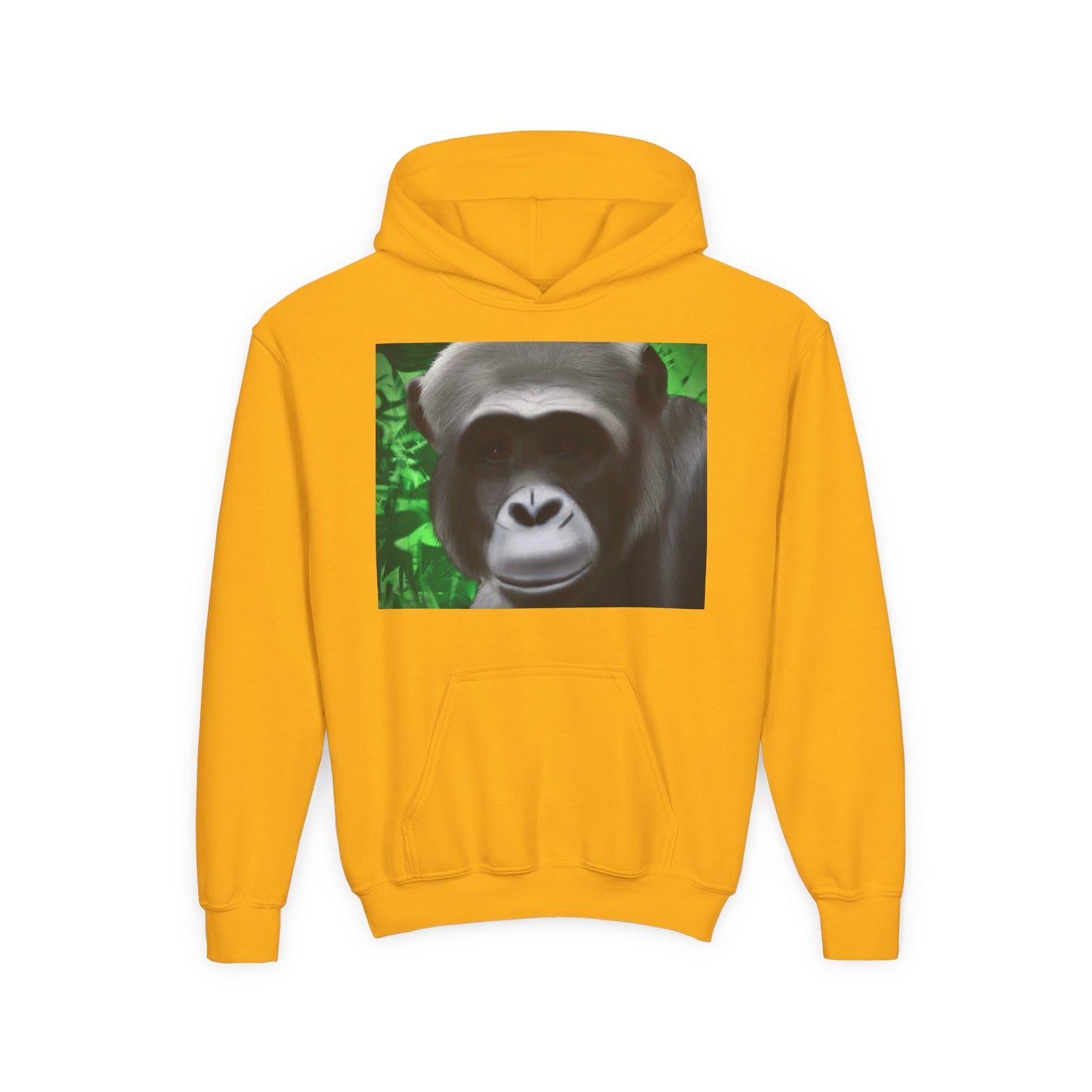 Gorilla Portrait Youth Hoodie — Cute Chimp Face Sweatshirt for Kids