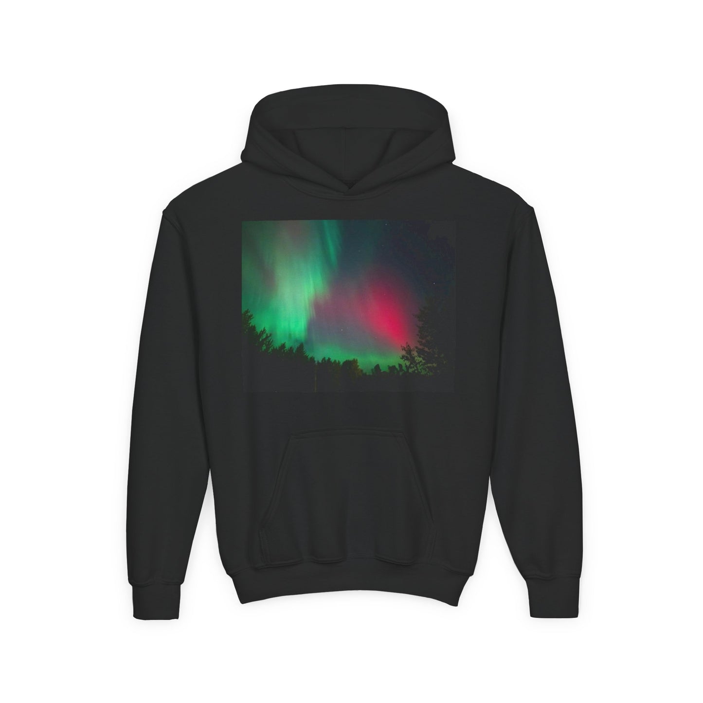 Youth Hoodie with Northern Lights Aurora Print