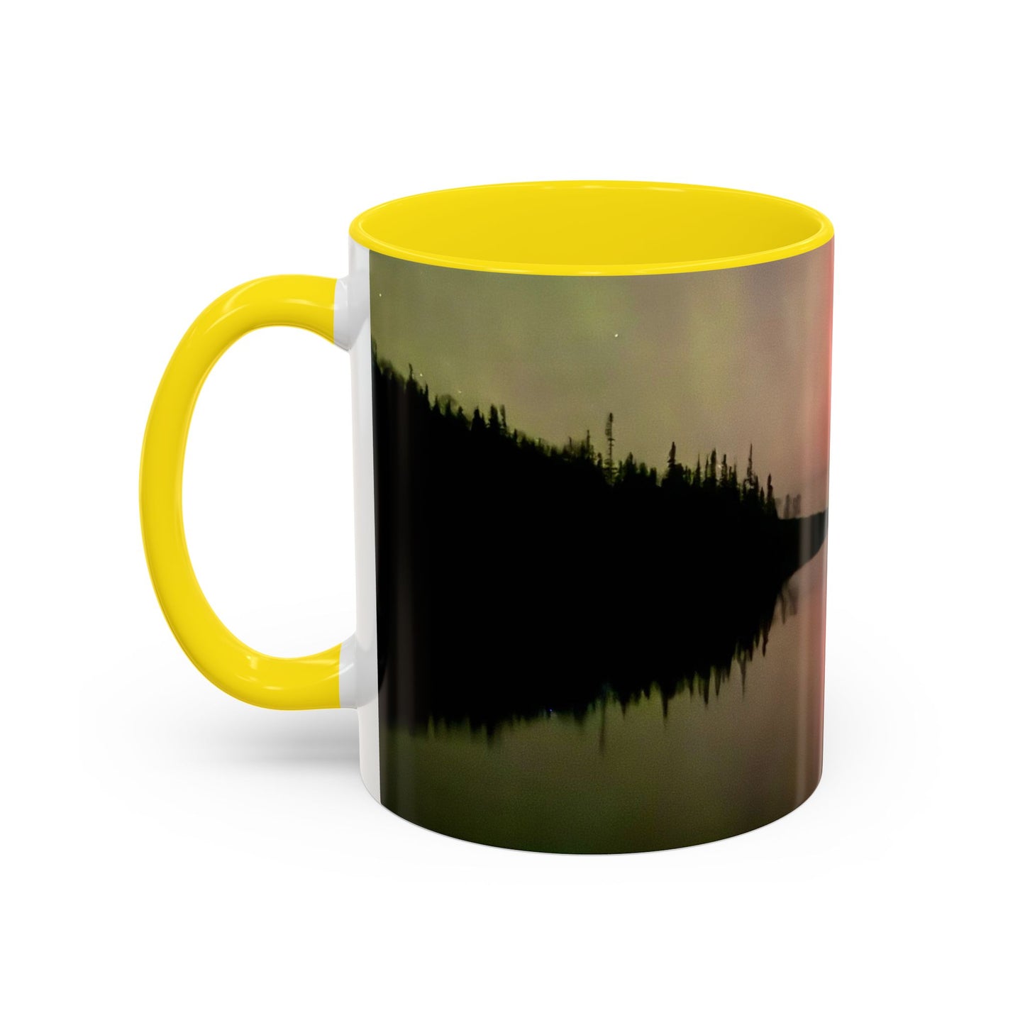 Aurora Lake Accent Coffee Mug — Northern Lights Reflection (11/15oz)