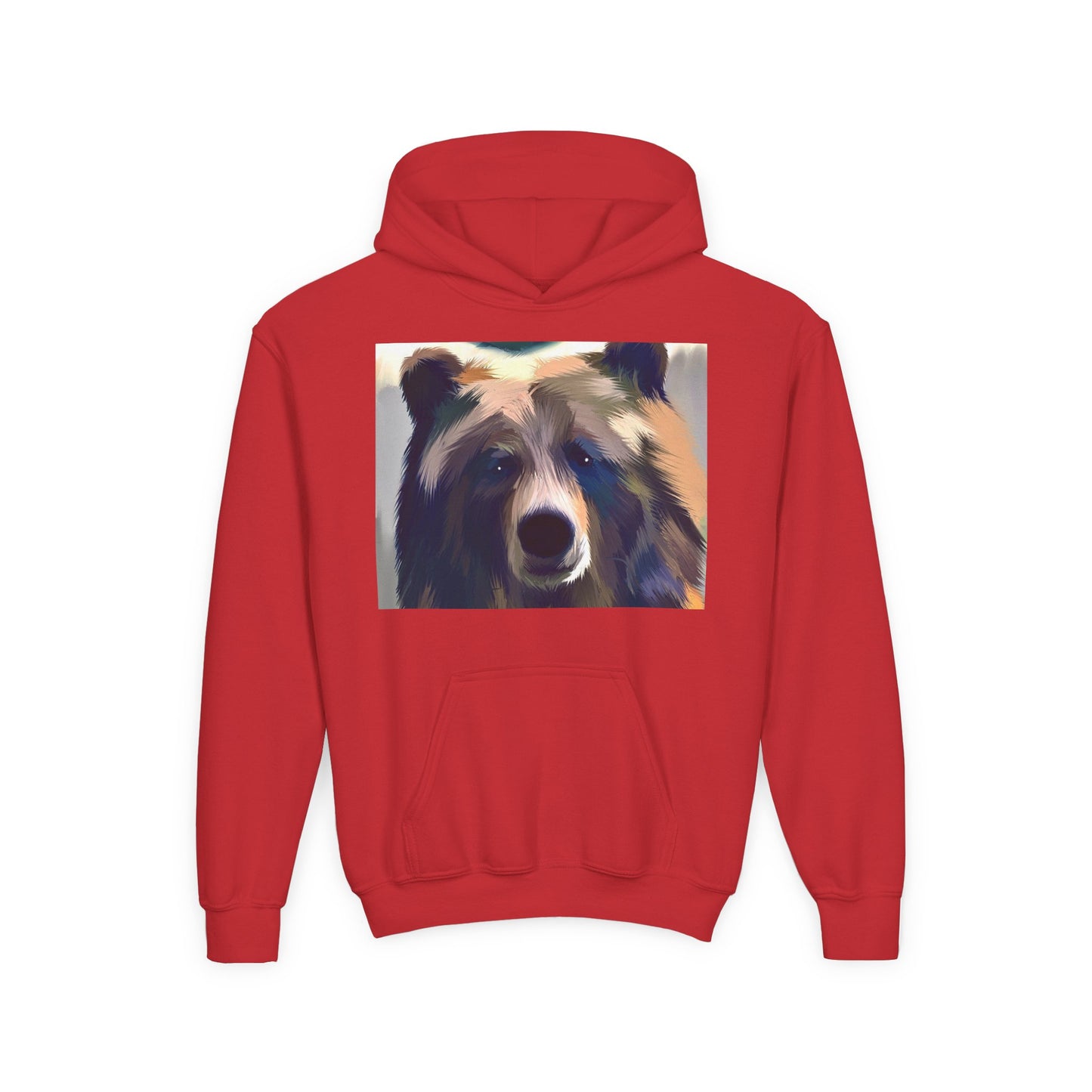 Youth Hoodie with Colorful Bear Art — Kids Graphic Animal Pullover