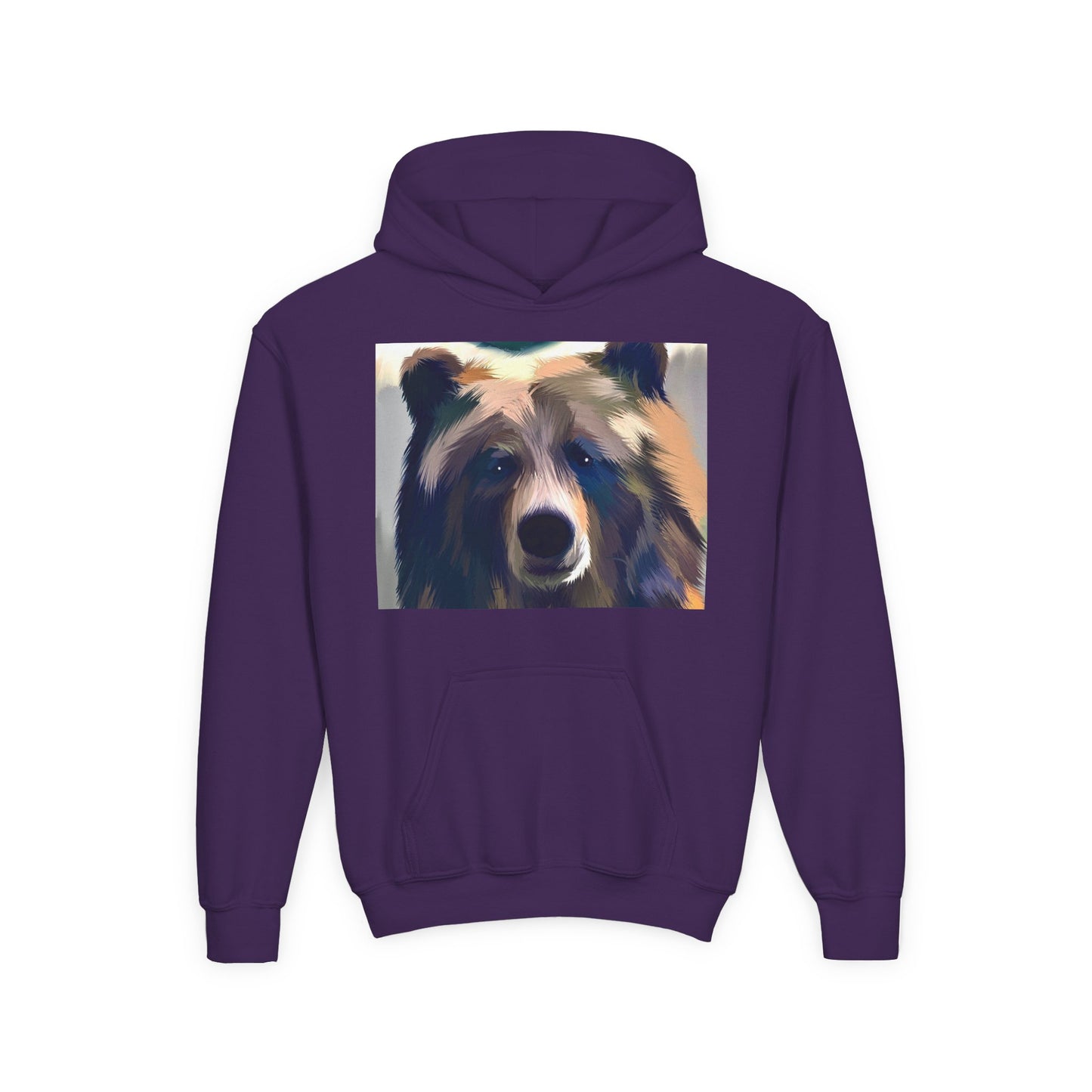 Youth Hoodie with Colorful Bear Art — Kids Graphic Animal Pullover