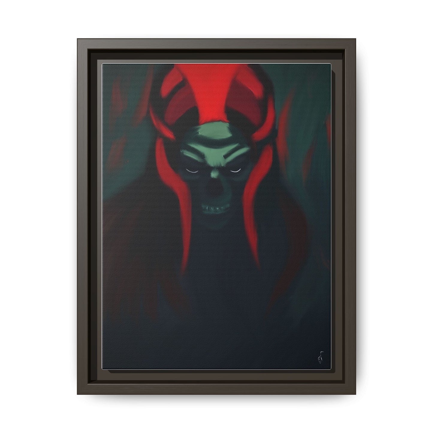 Dark Horned Demon Matte Canvas Print — Framed Horror Wall Art