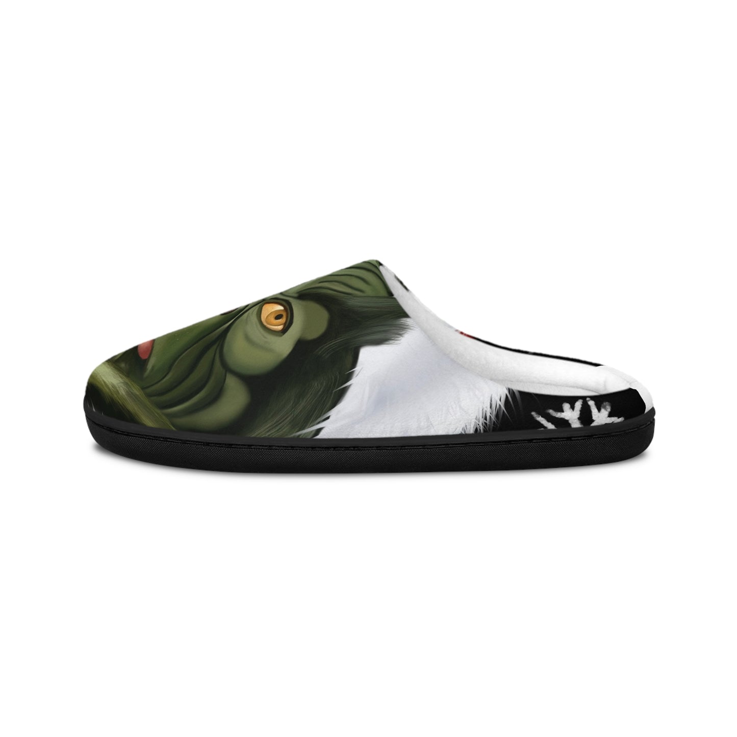 Men's Slippers — Green Monster Face Indoor Cozy House Slippers