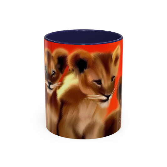 Lion Cub Accent Coffee Mug – Cute Safari Wildlife Coffee Cup (11/15oz)