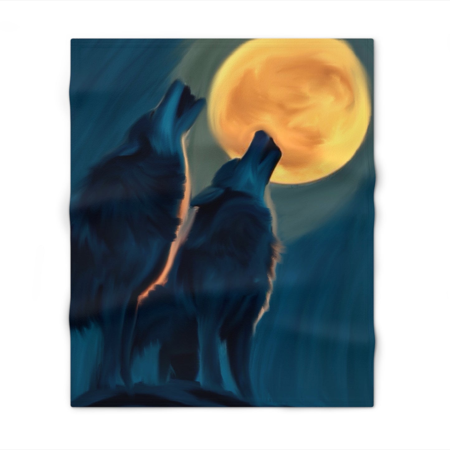 Howling Moon Wolf Throw Blanket — Cozy Night Sky Wildlife Blanket