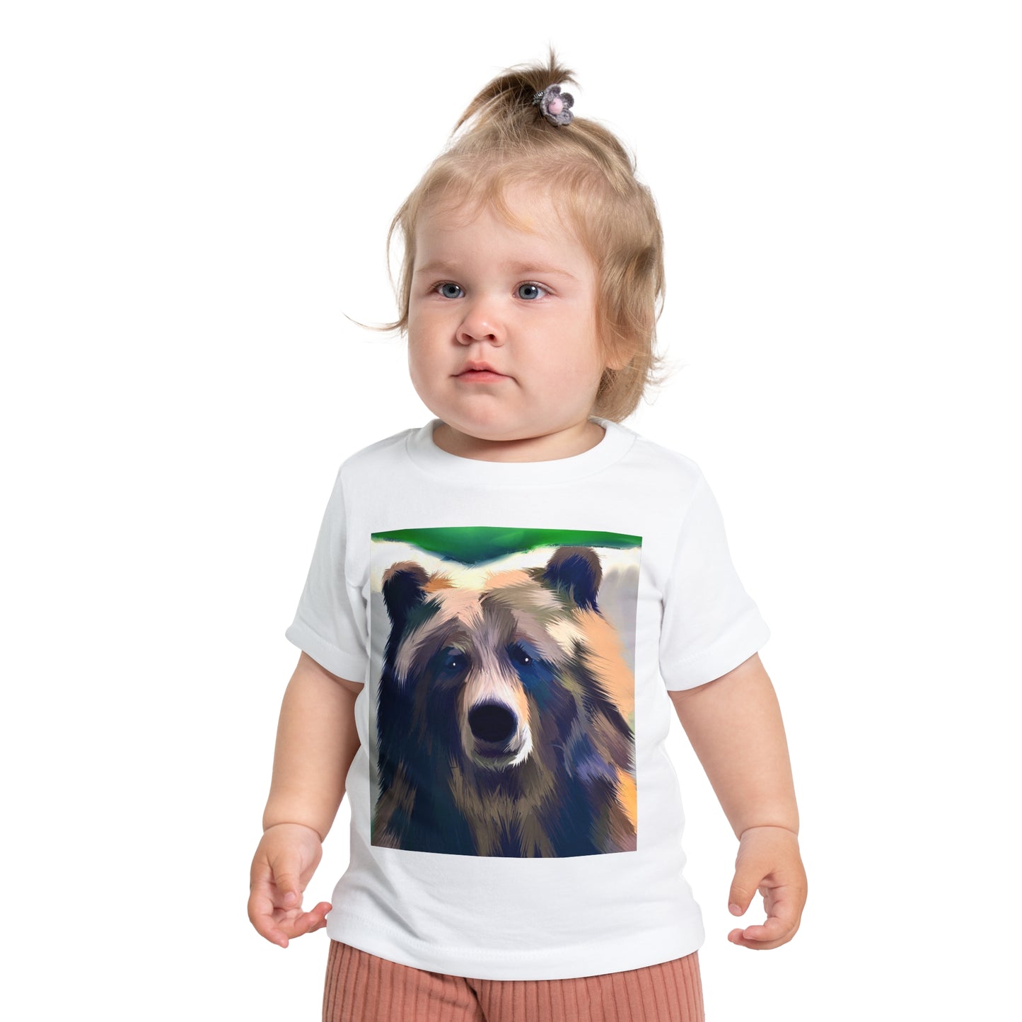 Baby T-Shirt — Colorful Watercolor Bear Face Tee for Kids