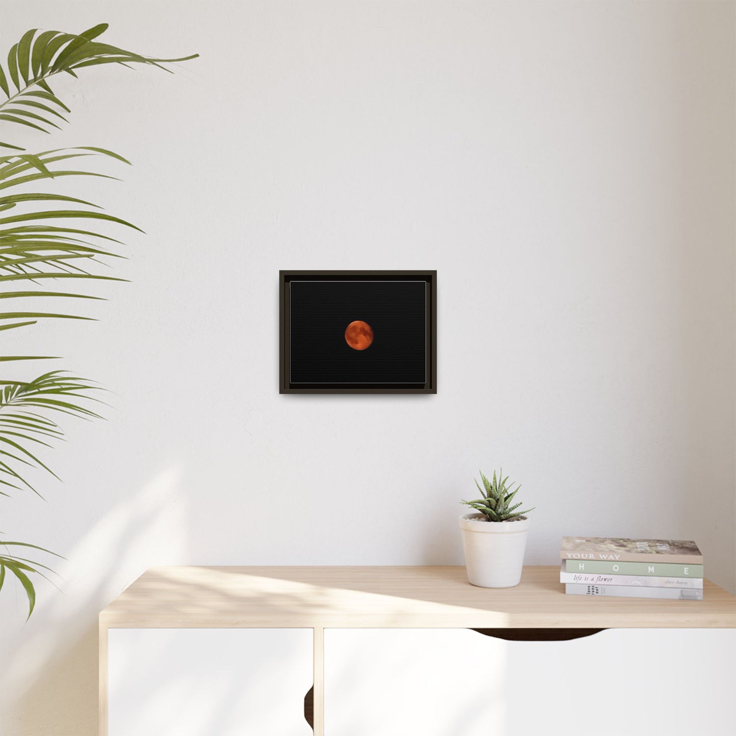 Framed Matte Canvas Art — Red Blood Moon Minimalist Wall Decor